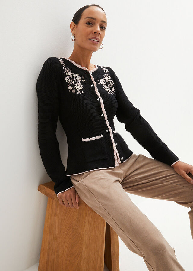 Sweter rozpinany w ludowym stylu