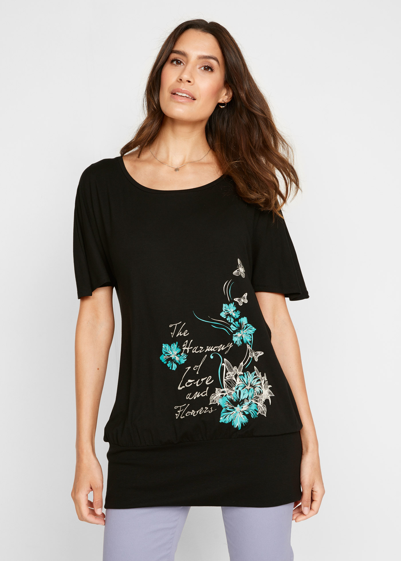 Shirt z dekoltem w łódkę, krótki rękaw