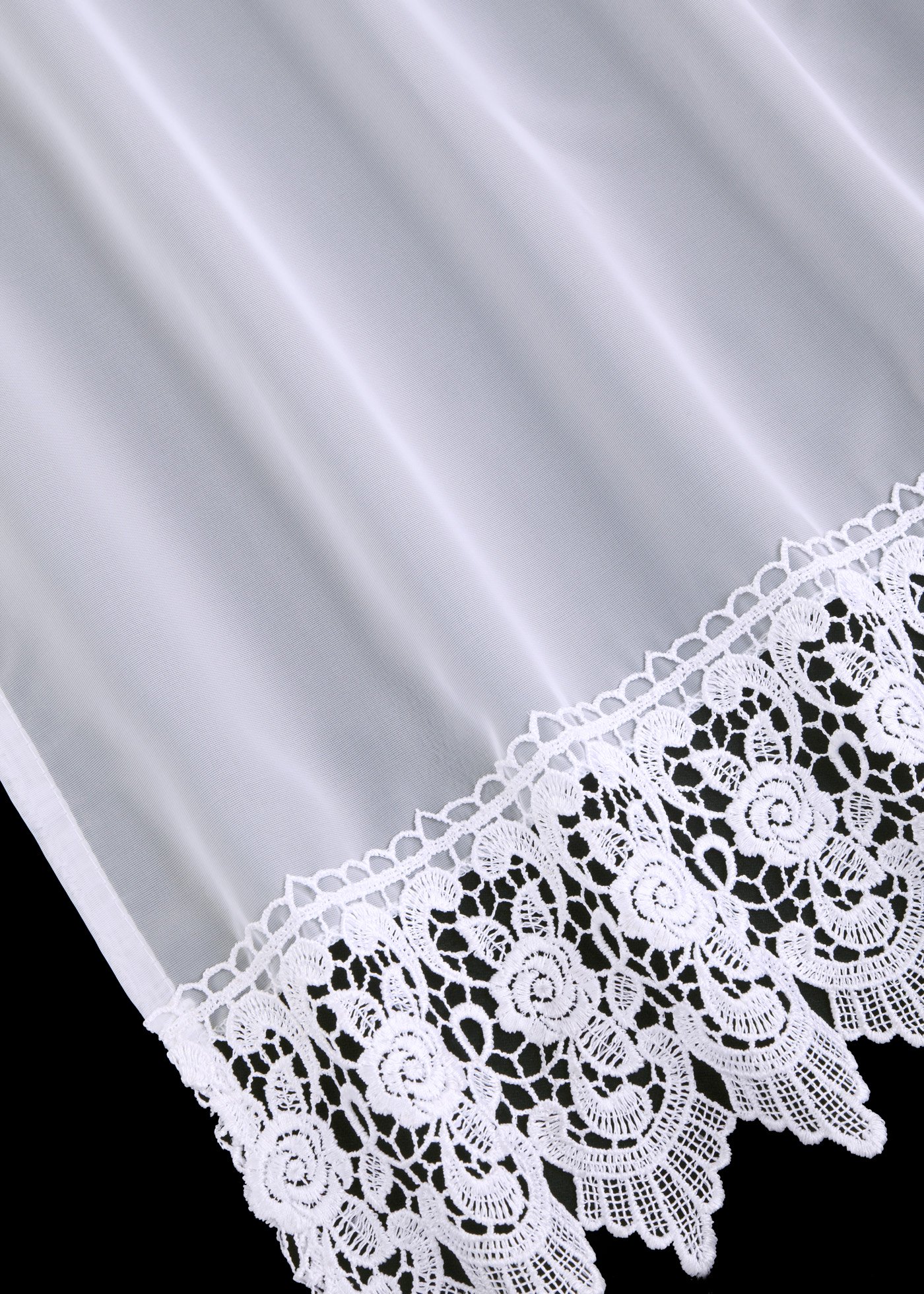 Firana z szydełkową tasiemką, z poliestru z recyklingu