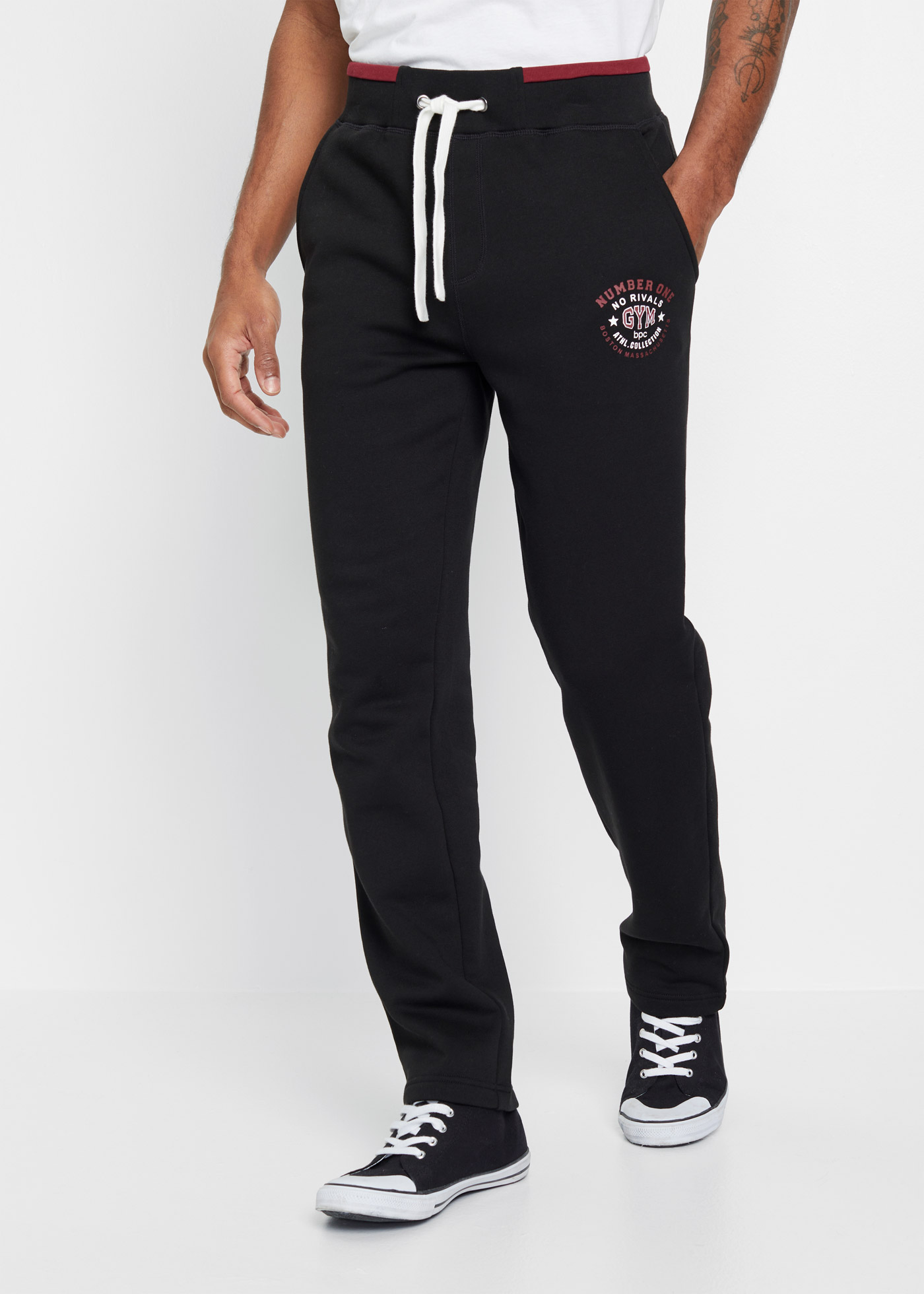 Spodnie sportowe z czystej bawełny, ze sportowymi detalami