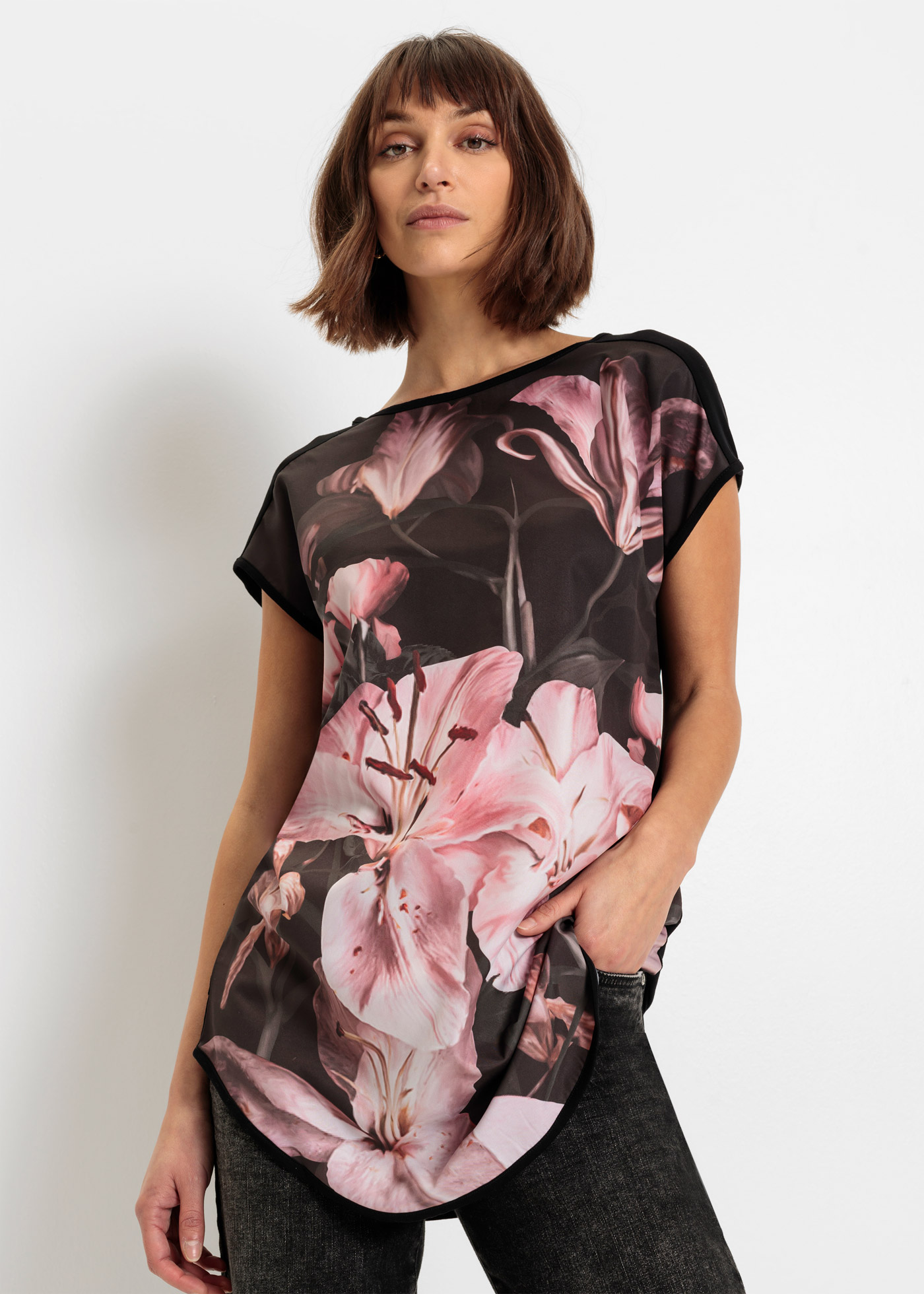 Shirt z nadrukiem, z miękkiego materiału z wiskozą