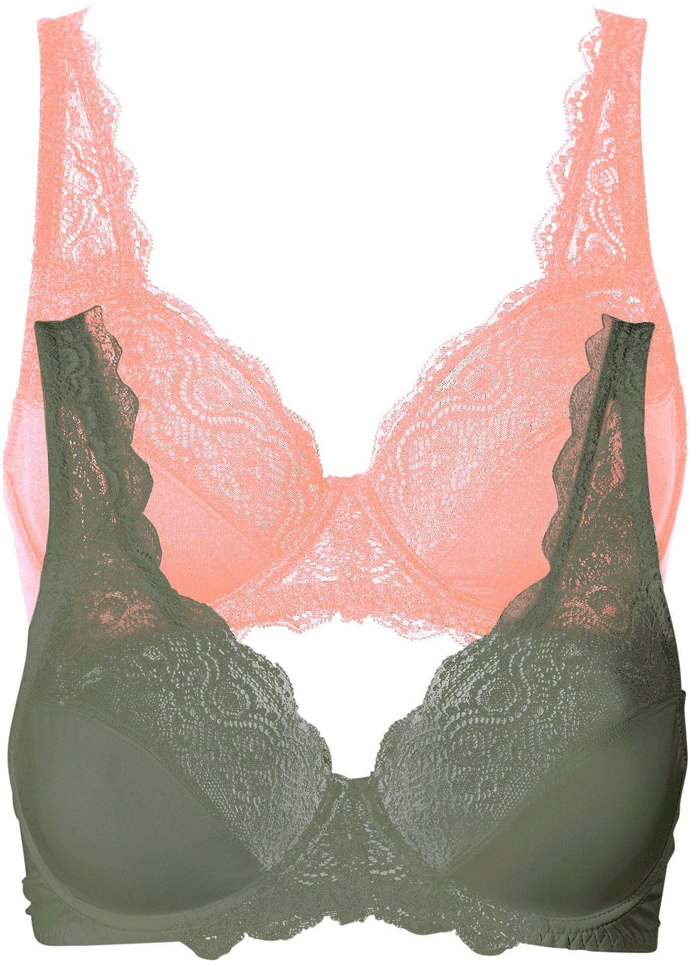 Biustonosz na fiszbinach z delikatną koronką (2 szt.)