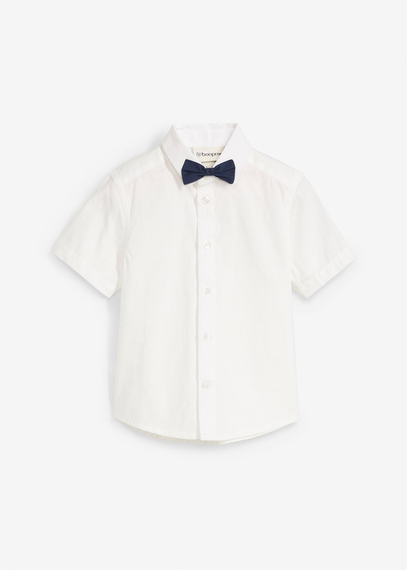 Koszula z krótkim rękawem + mucha z czystej bawełny (2 części)