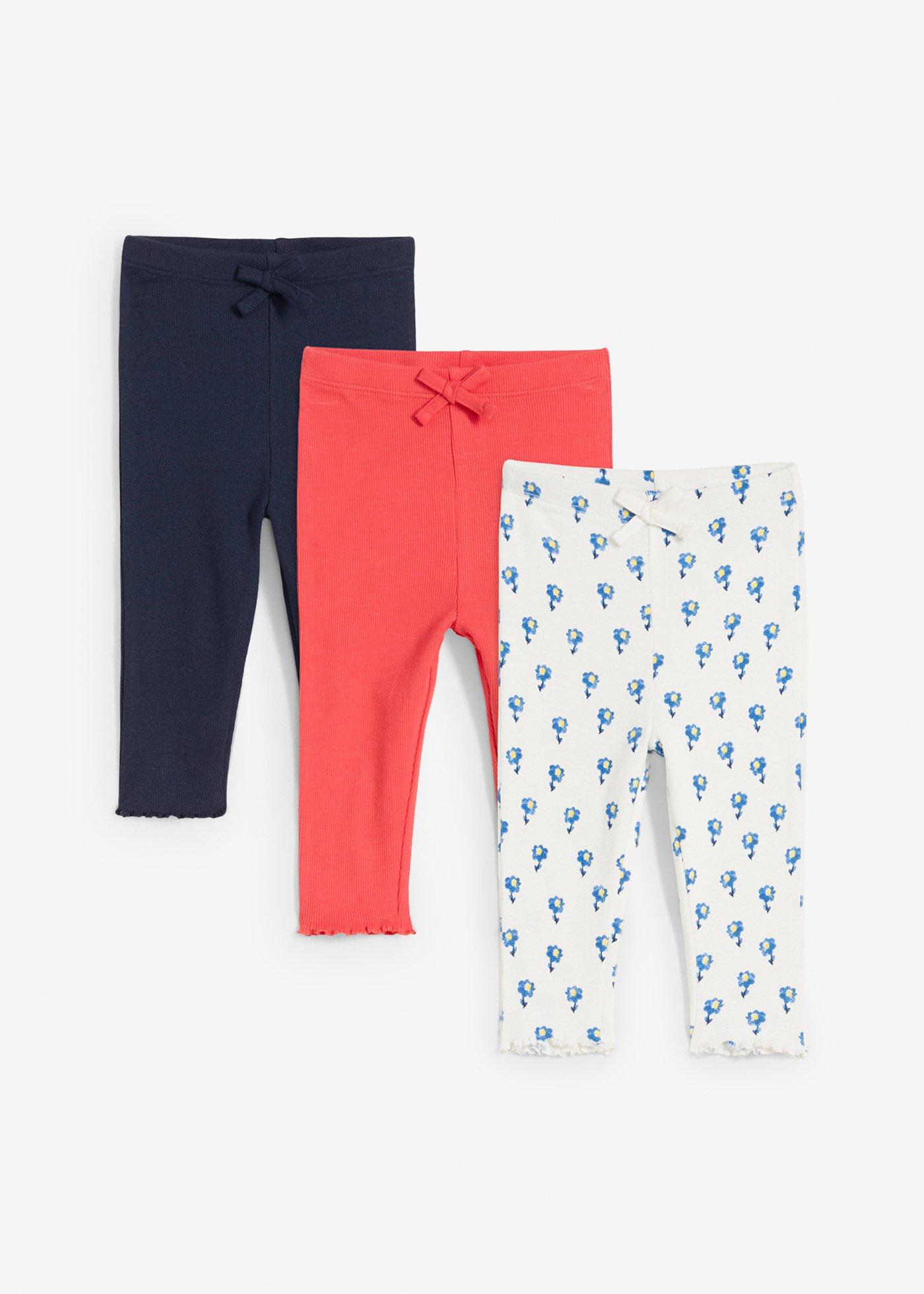 Legginsy (3 pary), z bawełny organicznej w prążek