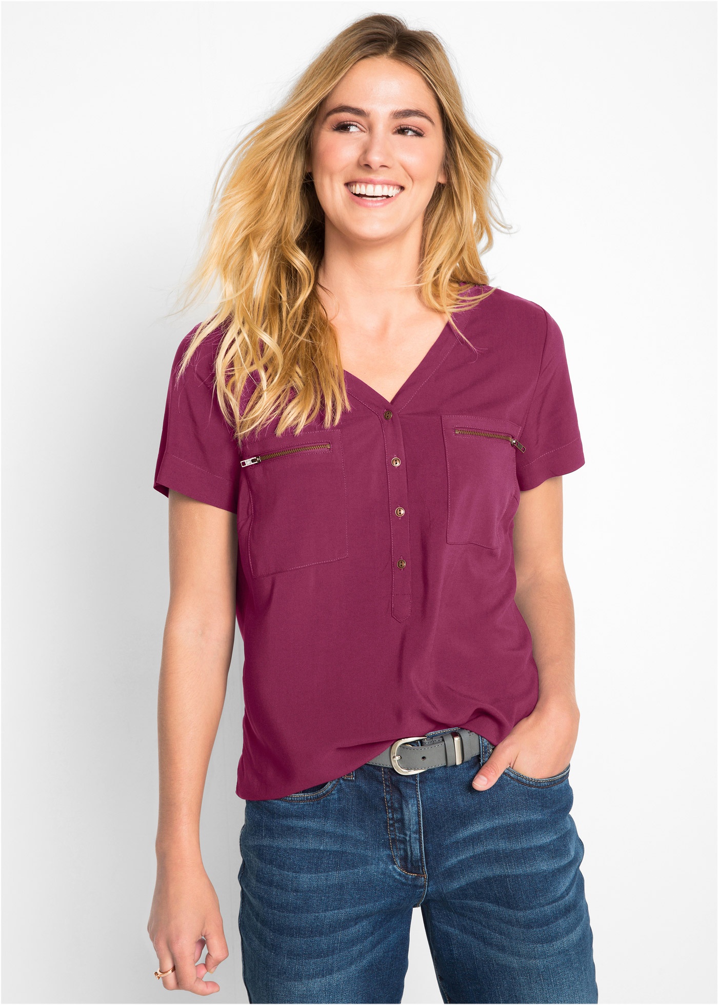 Bluzka z wiskozy, krótki rękaw