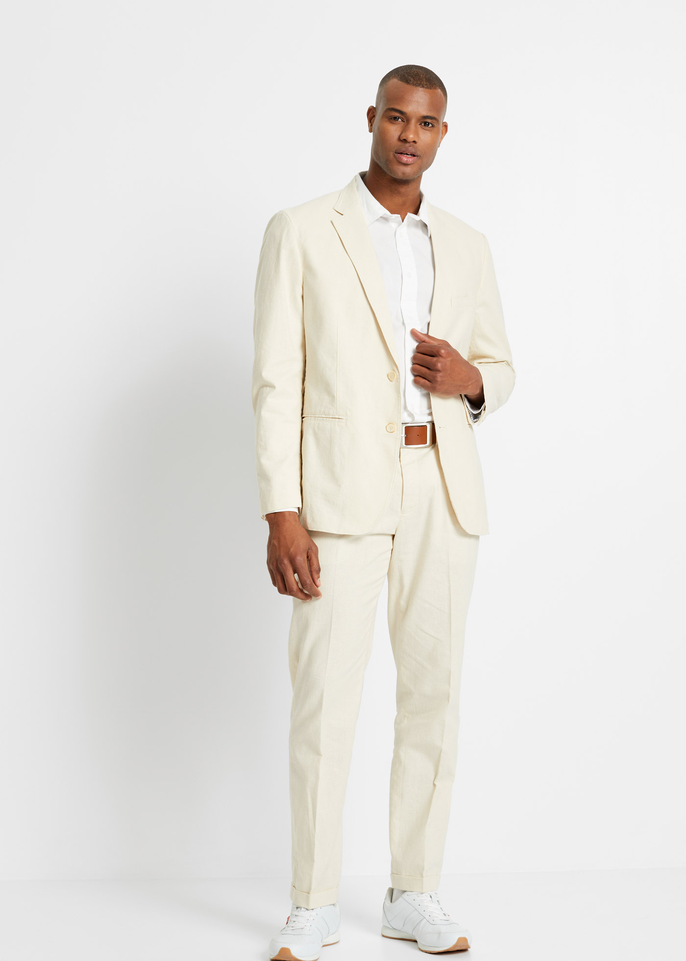 Garnitur z przewiewnej mieszanki lnu (komplet 2-cz.), regular fit