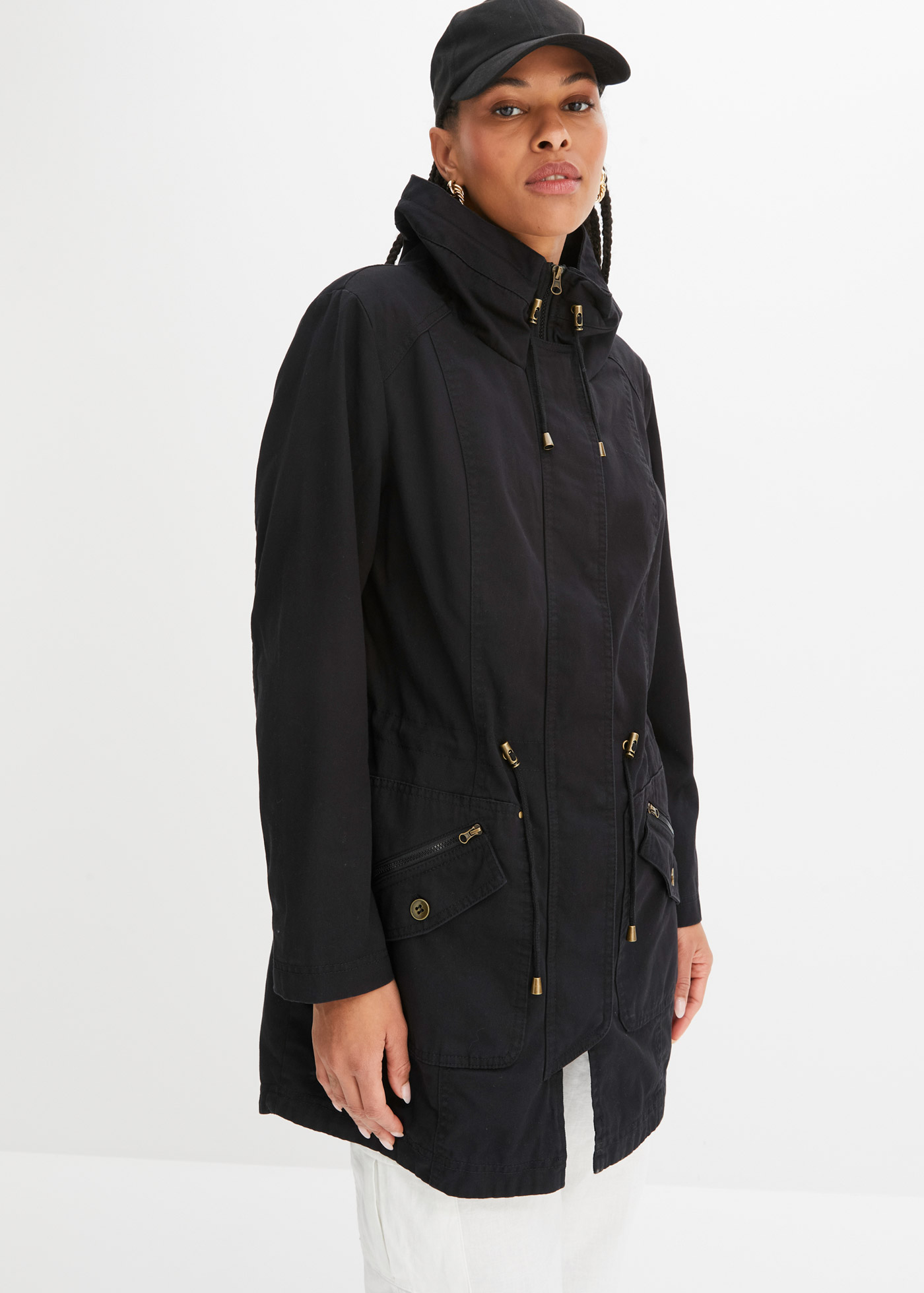 Taliowana krótka parka bawełniana ze stójką