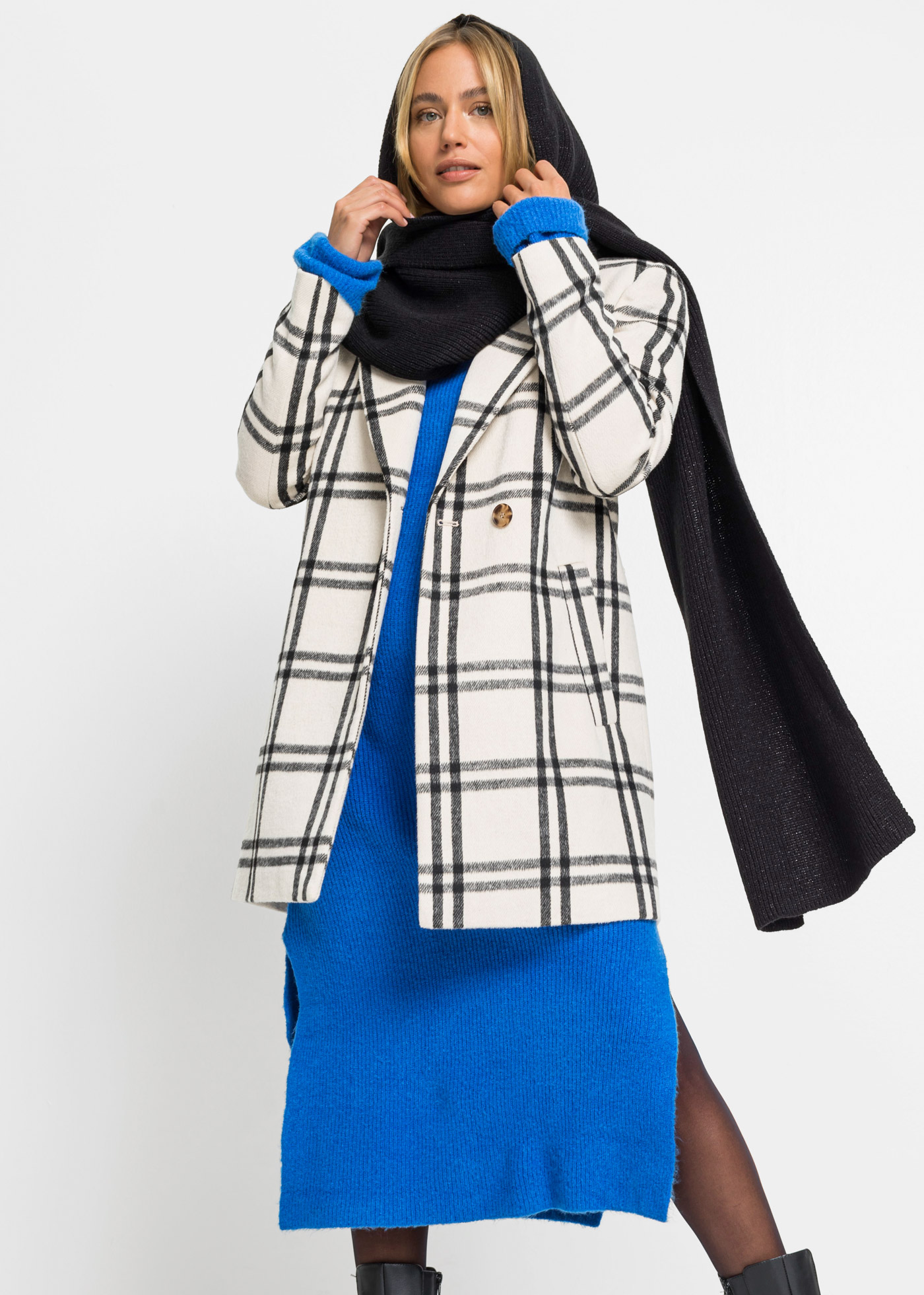 Szalik z kapturem z połyskującego materiału