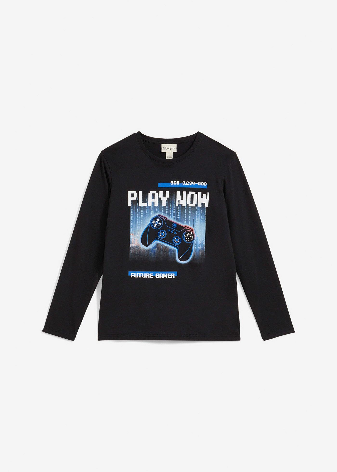 Shirt z długim rękawem, z czystej bawełny organicznej