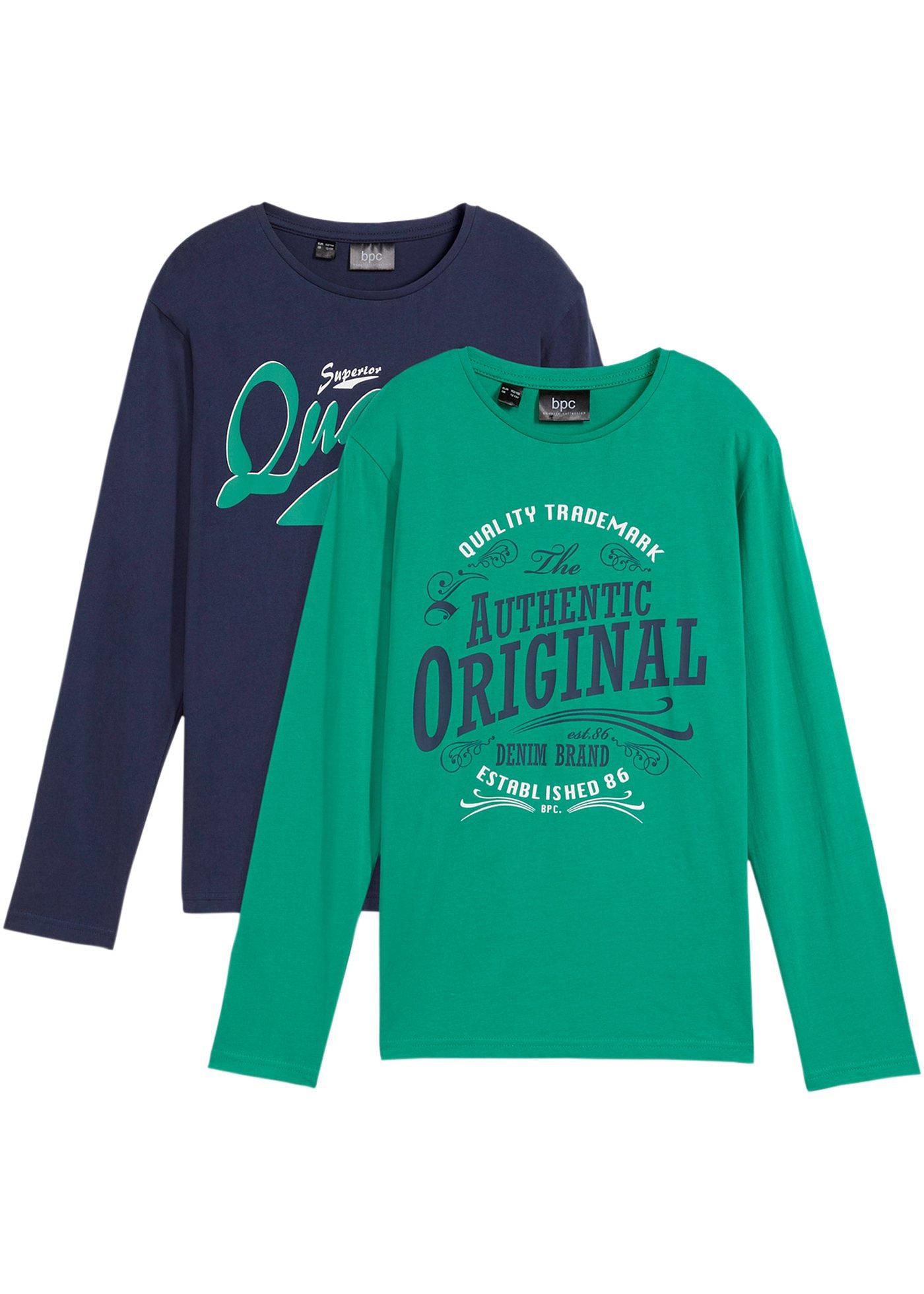 Shirt chłopięcy z długim rękawem, z bawełny organicznej (2 szt.)