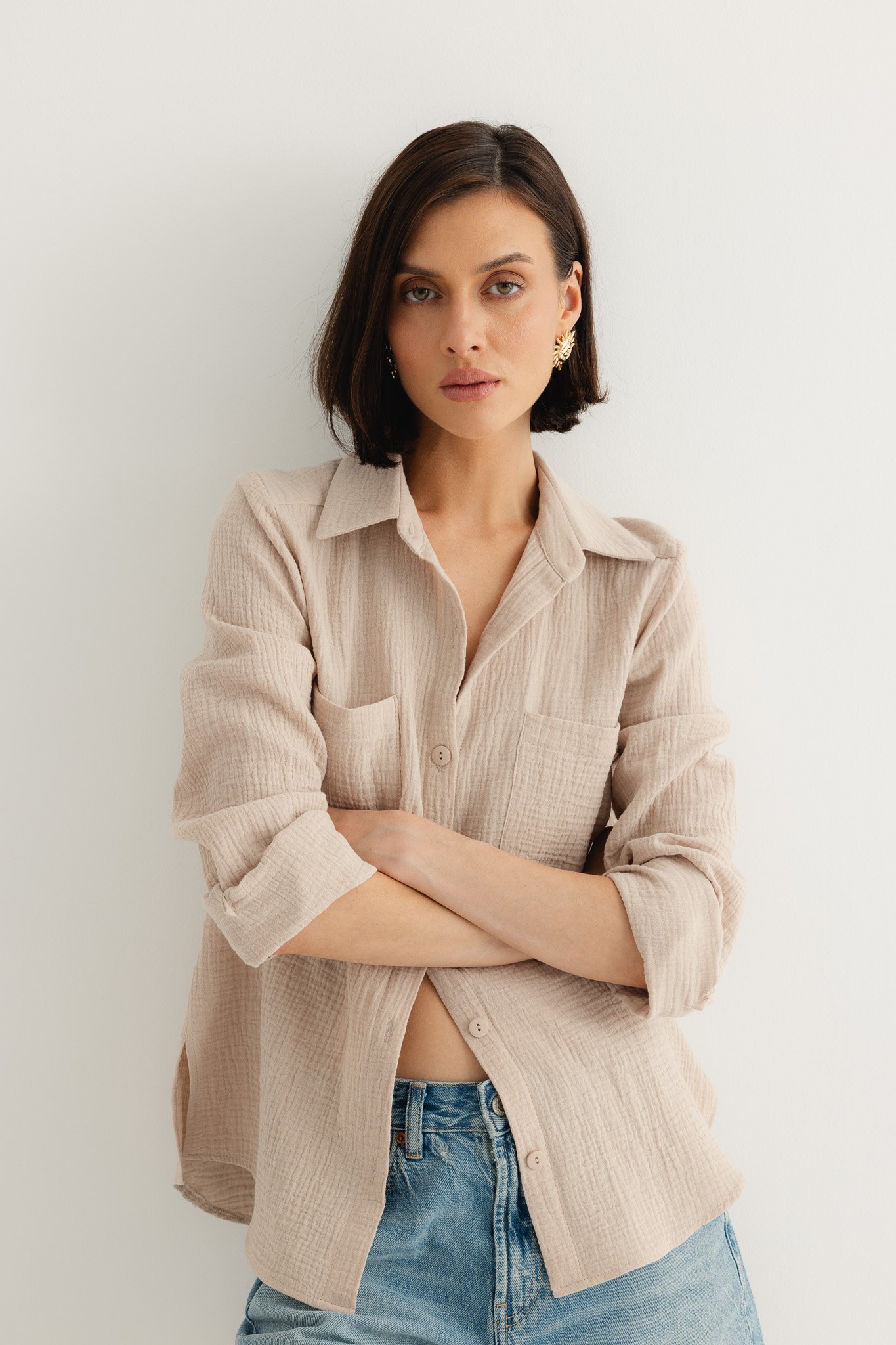 KOSZULA HOLLY PIASKOWA L - Flawless