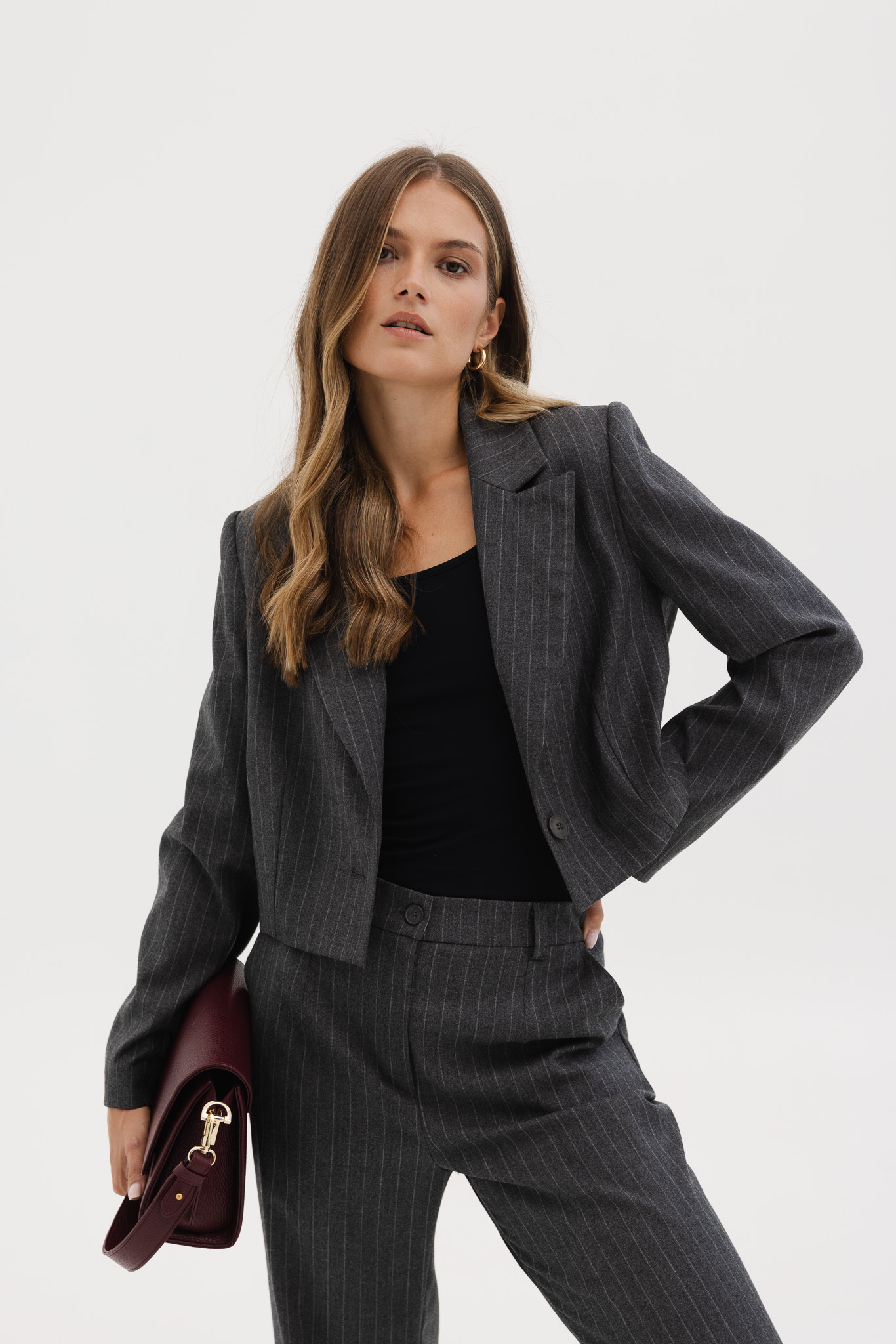 WEŁNIANA MARYNARKA MATTI SZARA M - Flawless