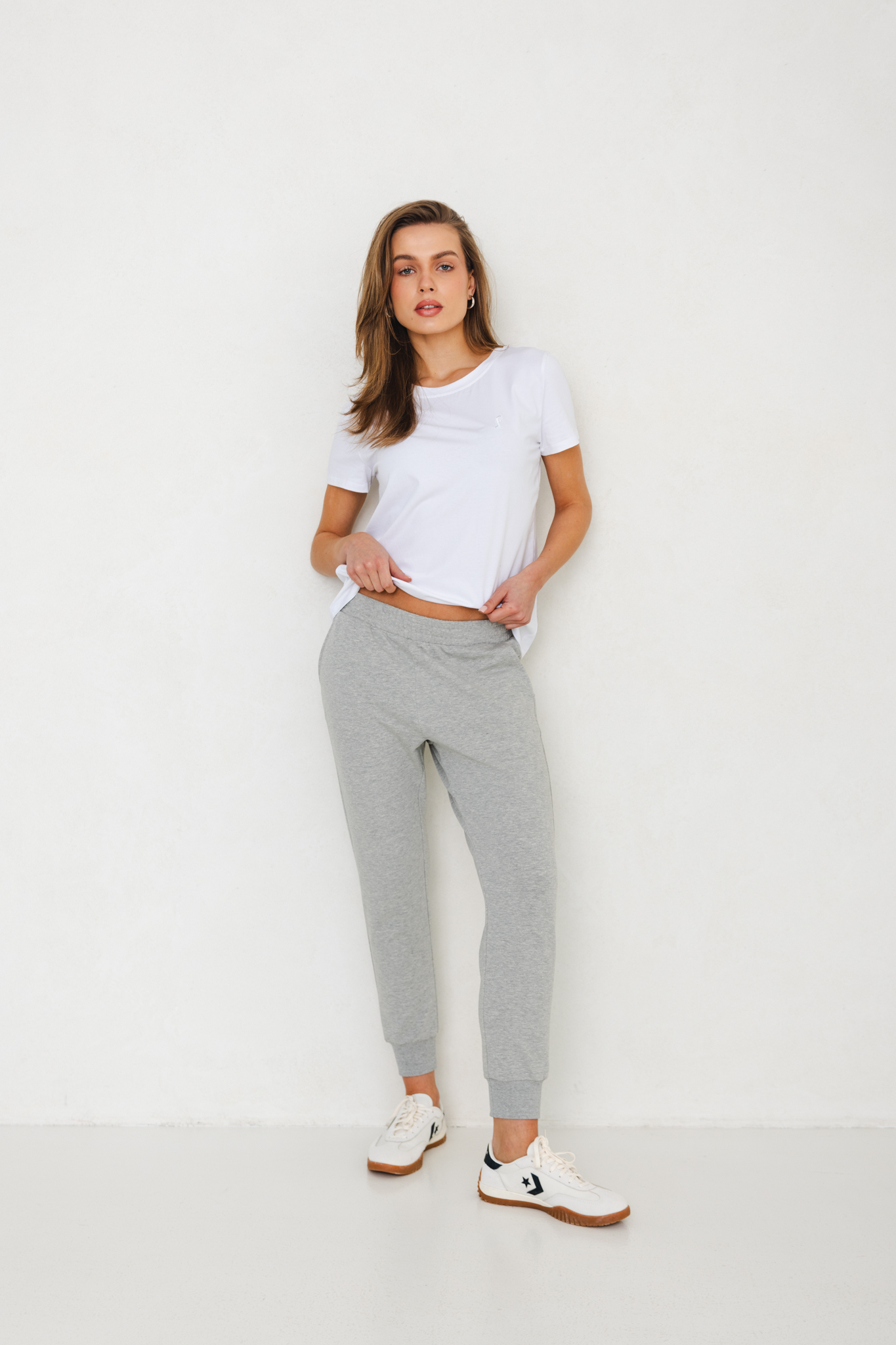 SPODNIE LENA SZARY MELANŻ M - Flawless