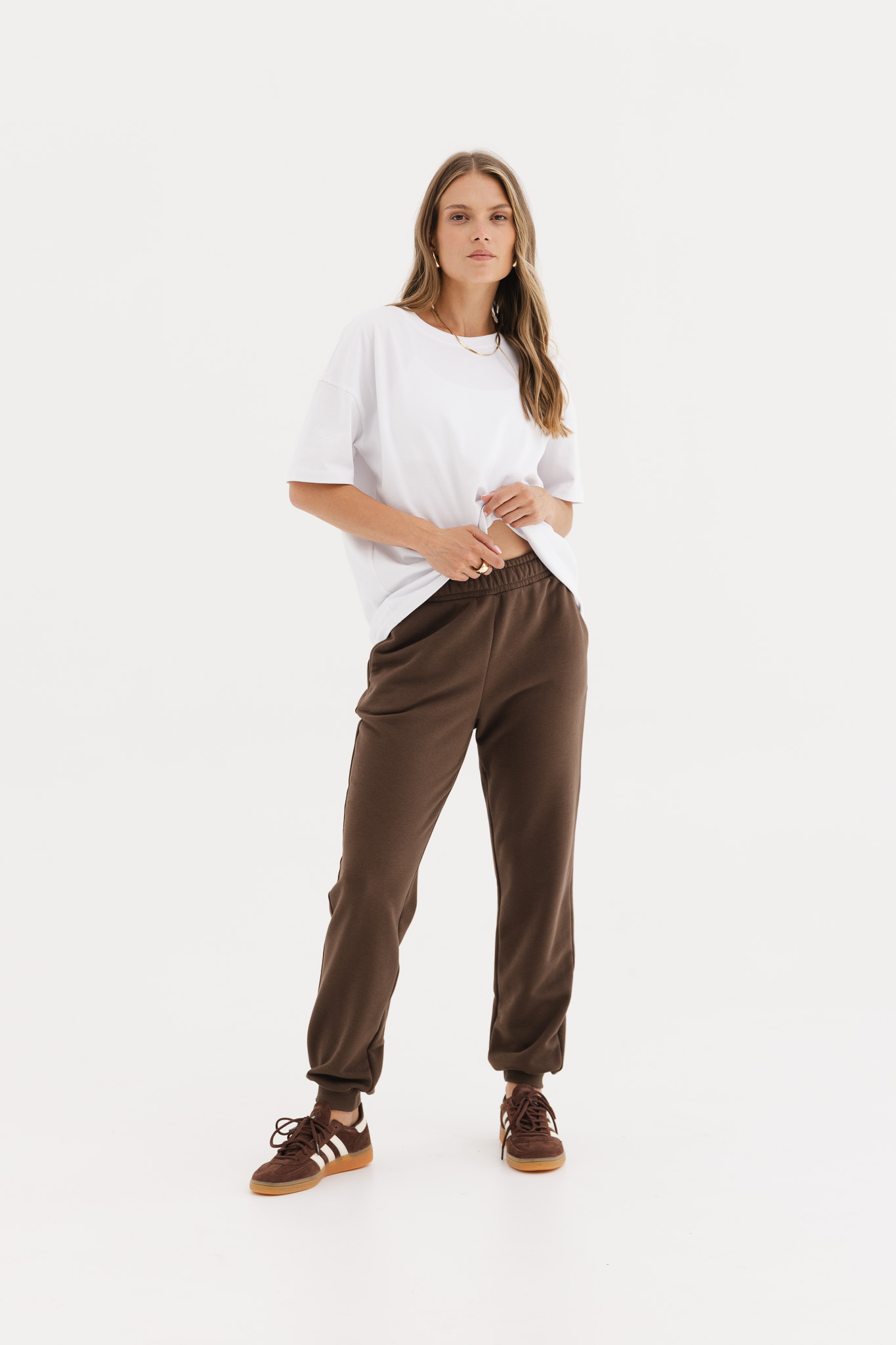 LEKKIE SPODNIE CELINE CZEKOLADOWE S - Flawless