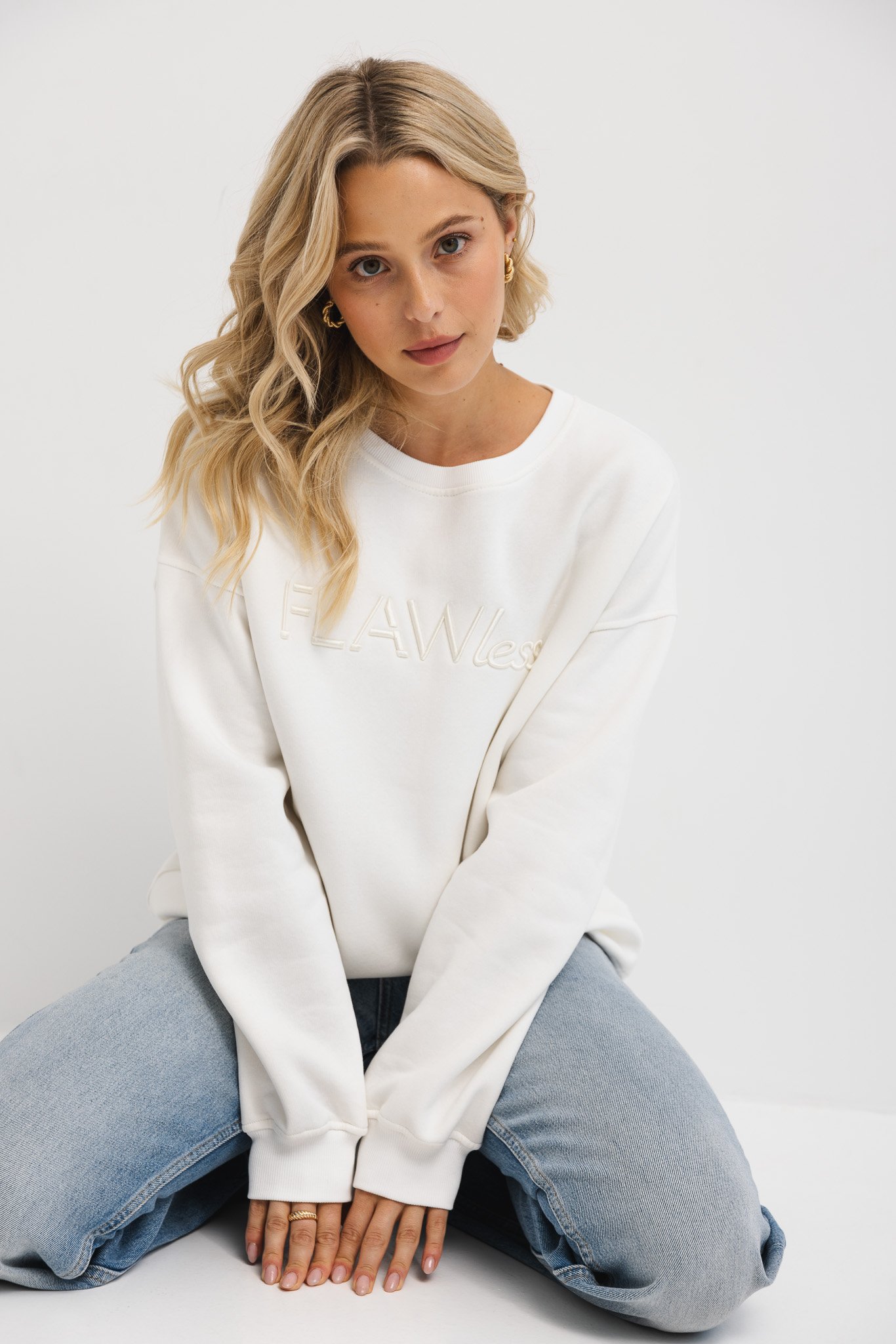 BLUZA LOLA ŚMIETANKOWA Z HAFTEM L - Flawless