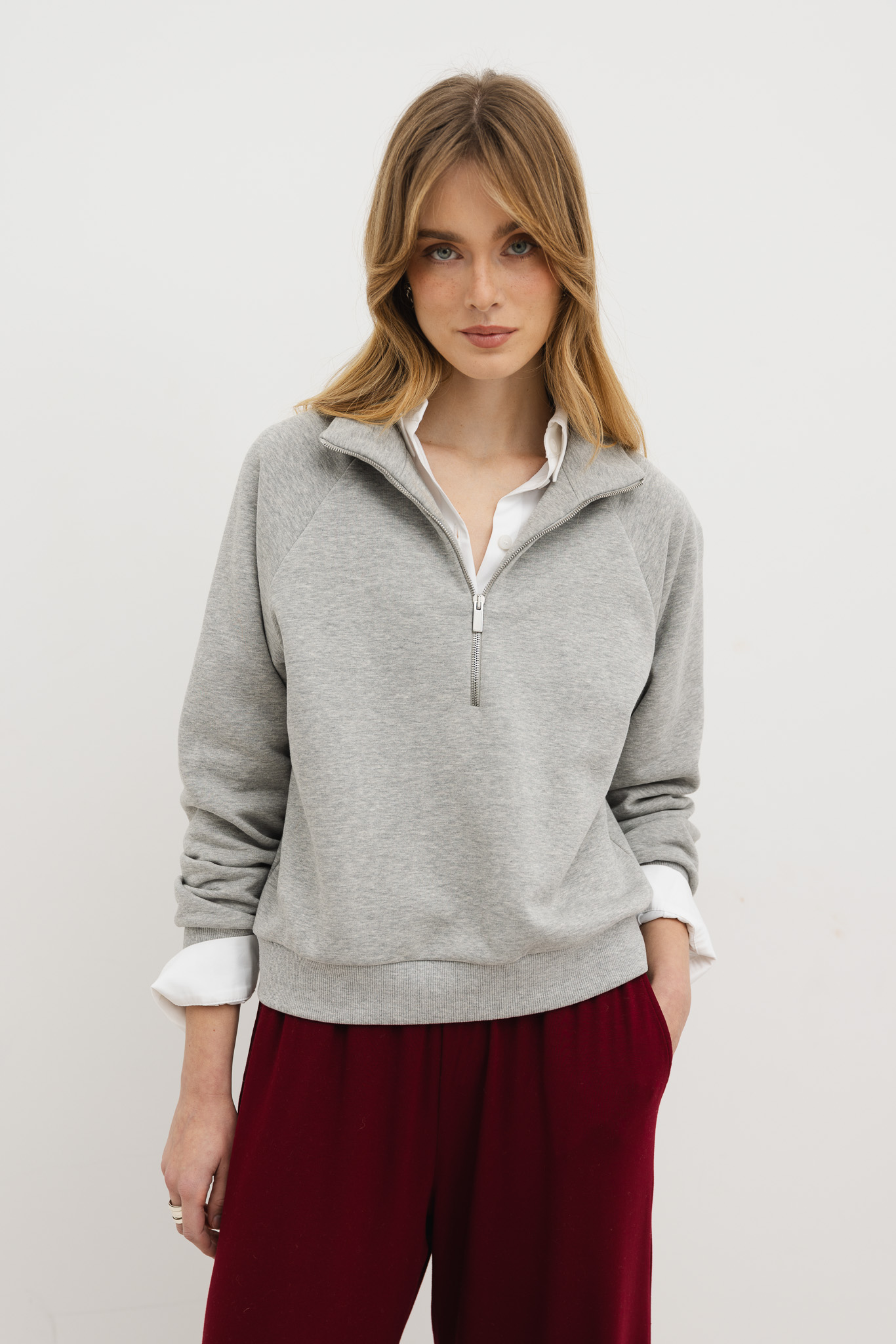 BLUZA VIKI SZARY MELANŻ L - Flawless