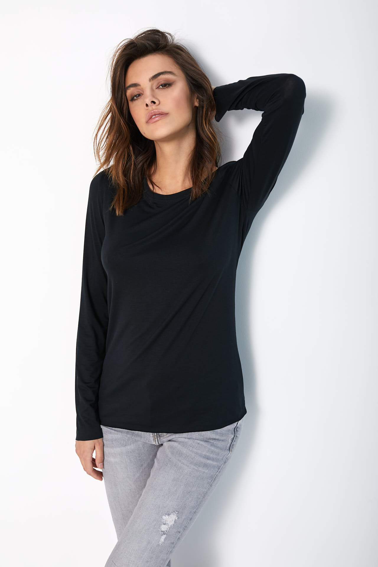 BLUZKA EMMA MODAL CIEMNO GRAFITOWA L - Flawless