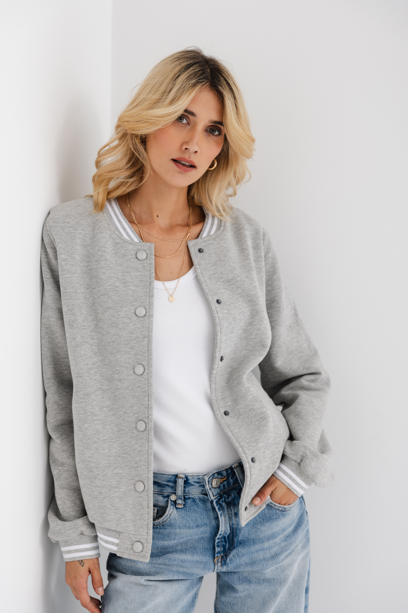 BOMBERKA KIM SZARY MELANŻ M - Flawless