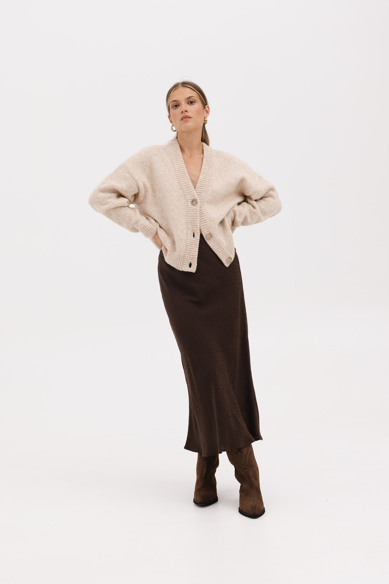 SPÓDNICA JULITA CZEKOLADOWA L - Flawless