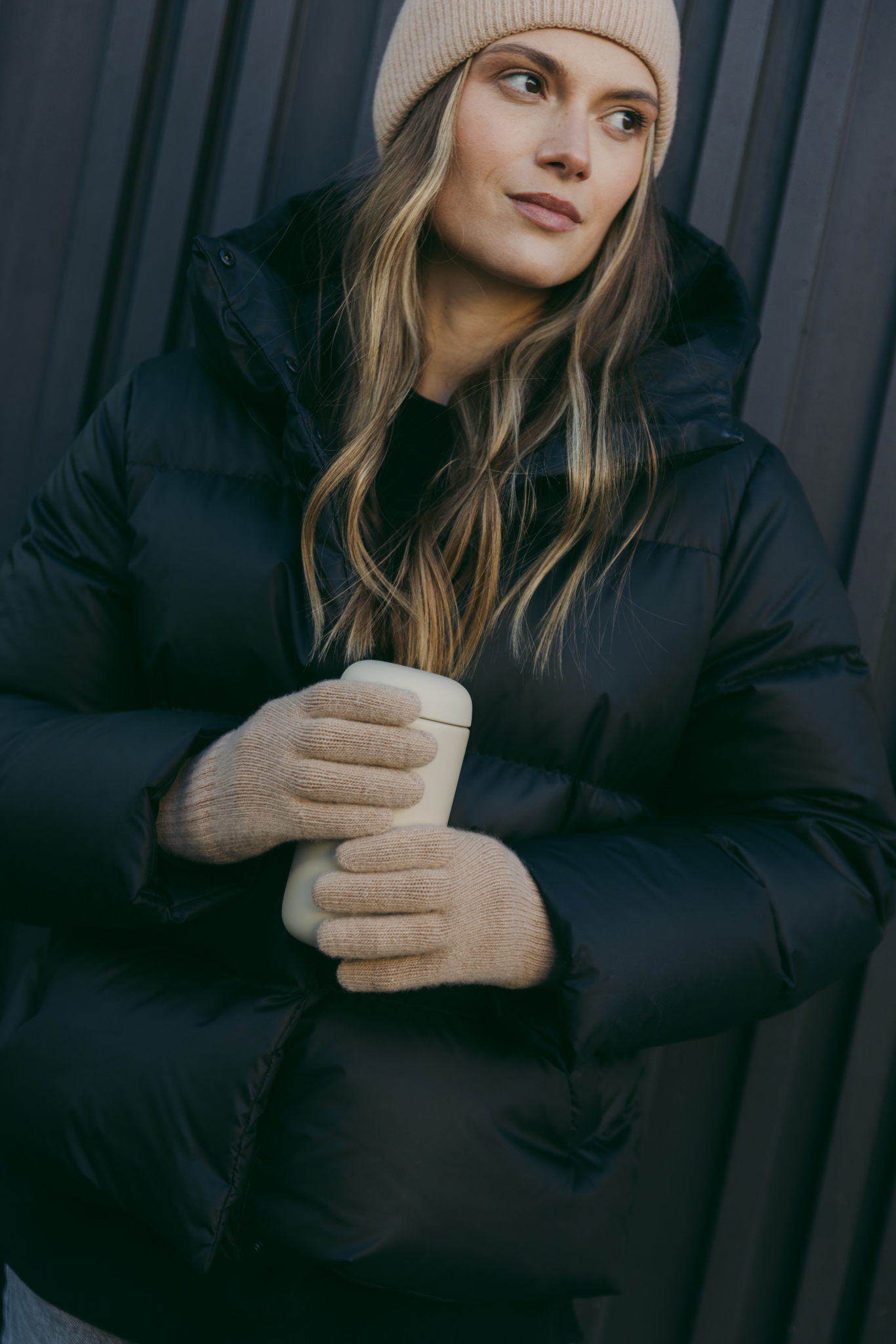 WEŁNIANE RĘKAWICZKI INES BEŻOWE One size - Flawless