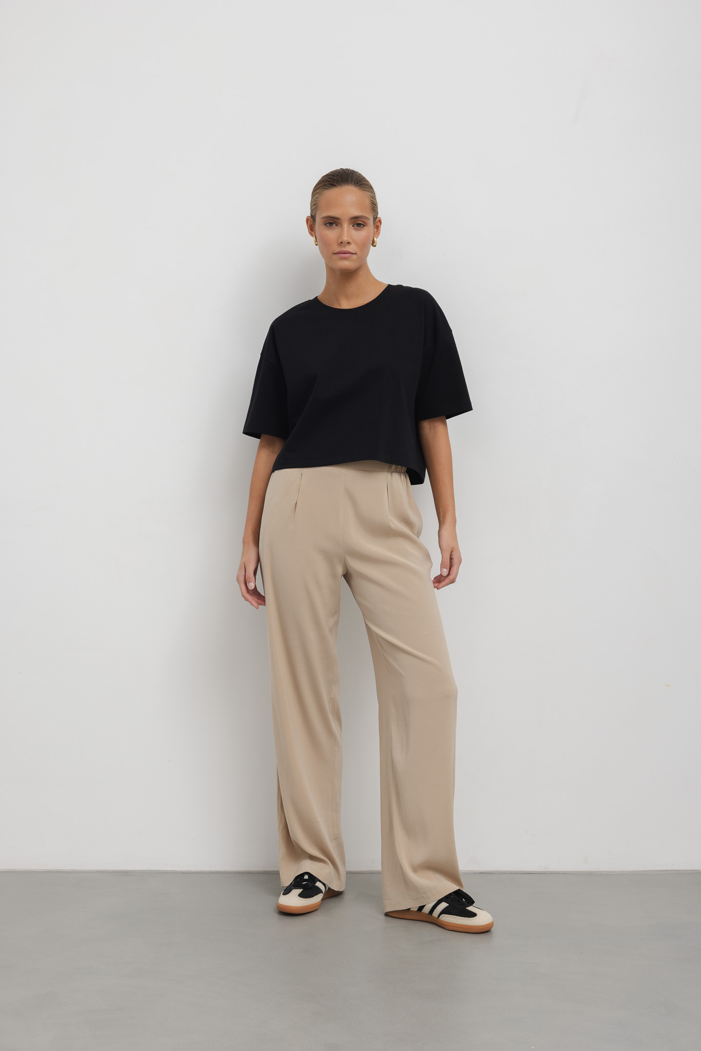 SPODNIE SILVIA CUPRO BEŻOWE XS - Flawless