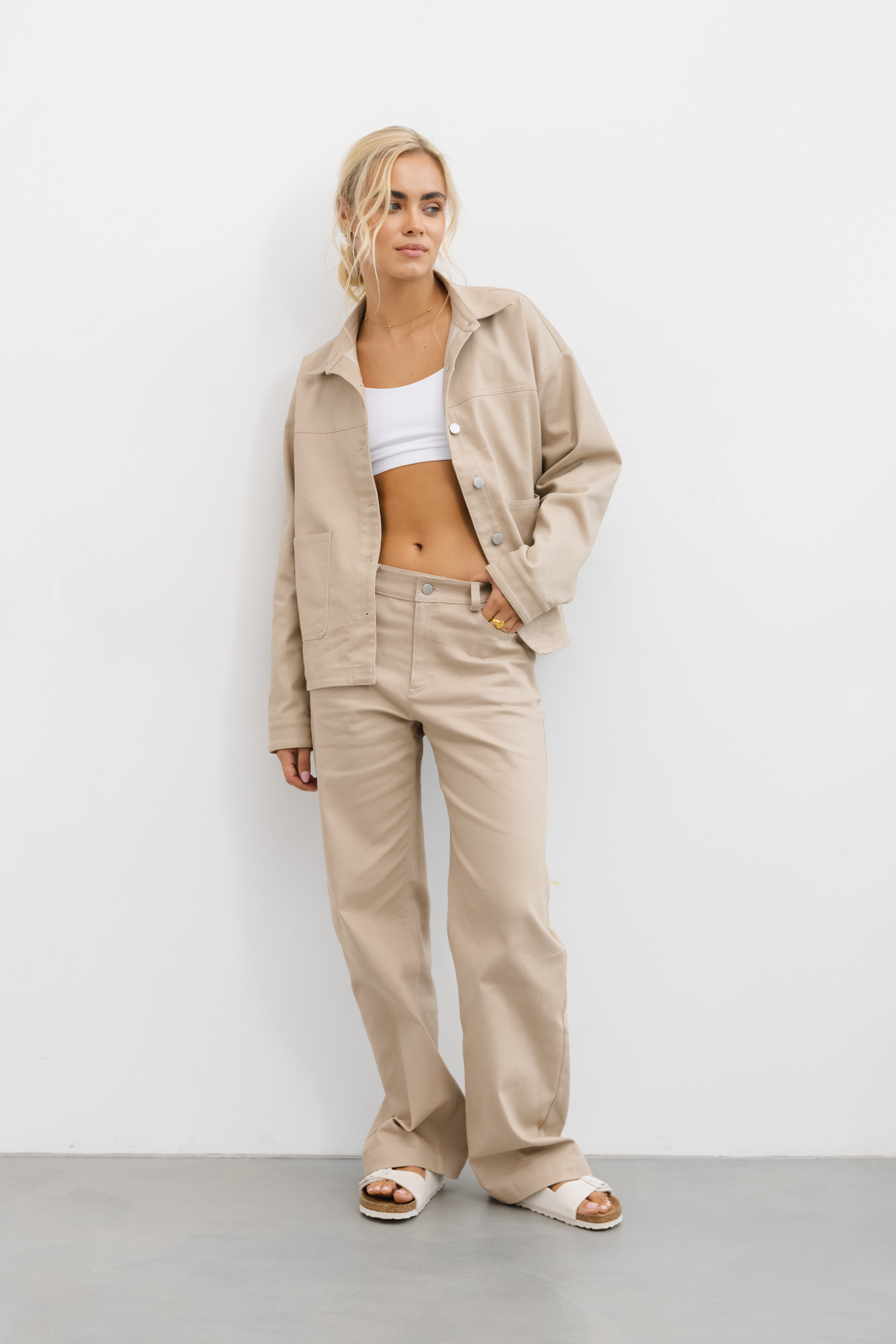 SPODNIE KAREN BEŻOWE M - Flawless