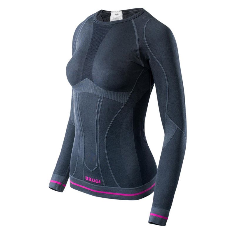 Koszulka termoaktywna Brugi 2RAP-NCP NERO GRIGIO FUXIA, damska, Rozmiar L/XL