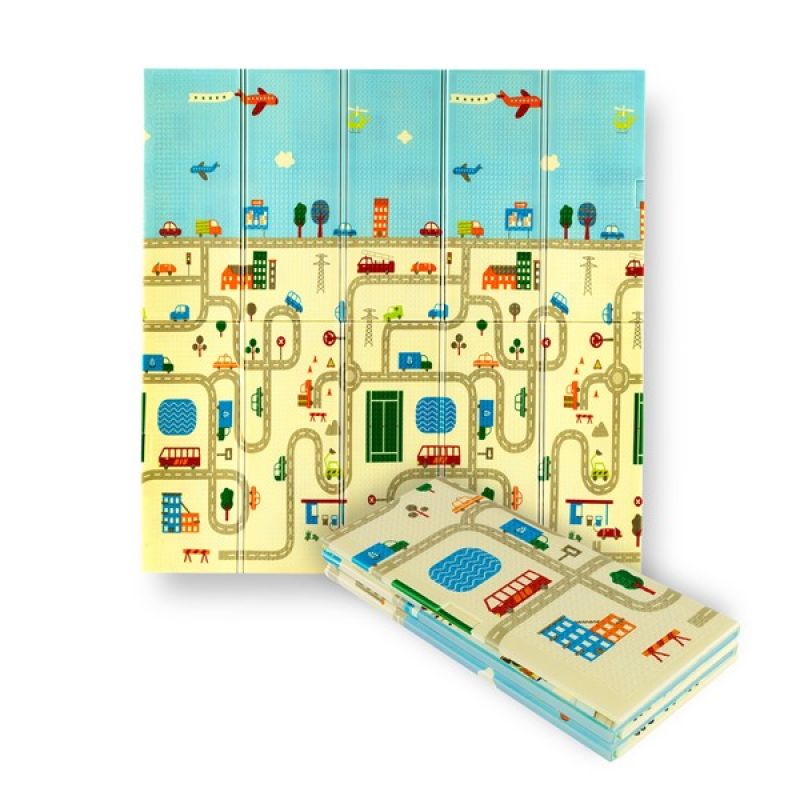 Mata dziecięca składana Nils Fun MD04 City 195x180 cm