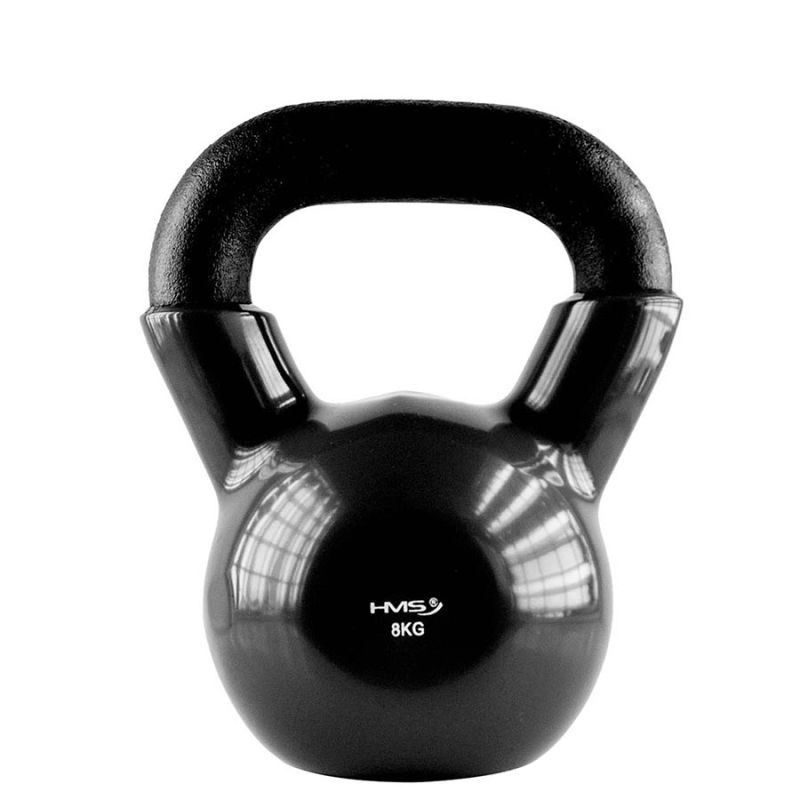 Kettlebell żeliwny HMS KNV08 z powłoką winylową 8 kg - czarny