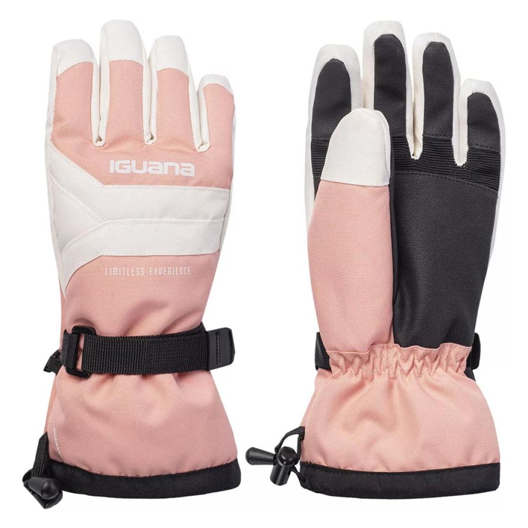 Rękawice narciarskie damskie Iguana Alessia W - koralowo-białe, Rozmiar S/M