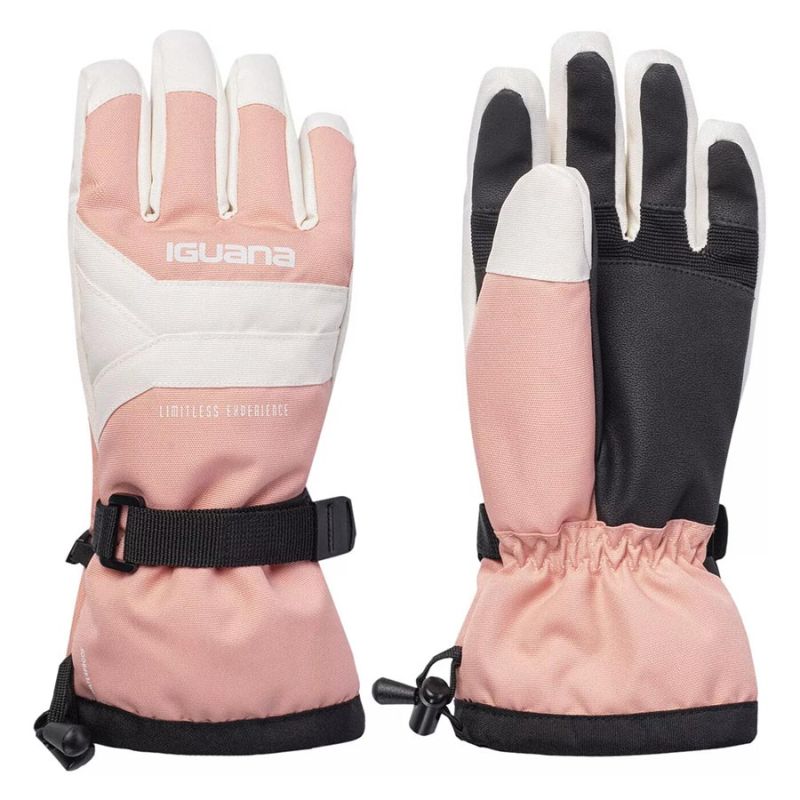 Rękawice narciarskie damskie Iguana Alessia W - koralowo-białe, Rozmiar L/XL
