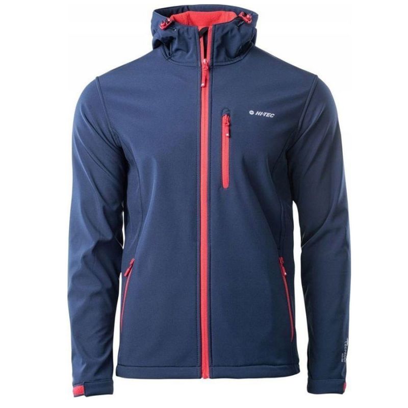 Kurtka męska Softshell Hi-Tec Caen - granatowo-pomarańczowa, Rozmiar XXL