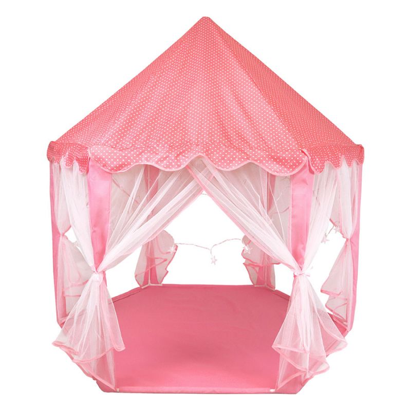 Namiot dla dzieci Pałac - Zamek z lampkami LED - różowy