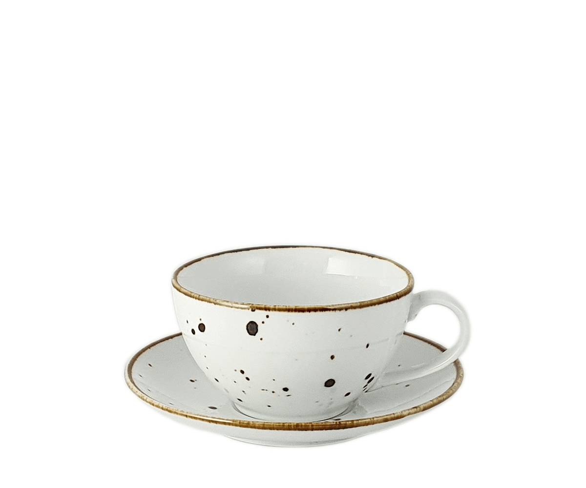 COTTAGE WHITE FILIŻANKA JUMBO ZE SPODKIEM 450 ml - Alumina Bogucice