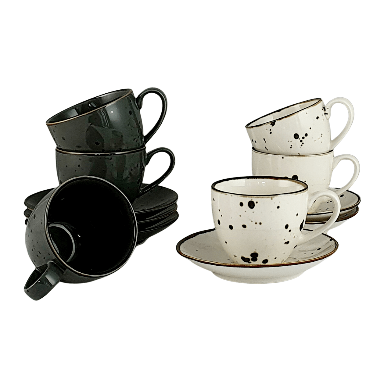 COTTAGE CREAM & GRAPHITE zestaw 6 filiżanek - Alumina Bogucice