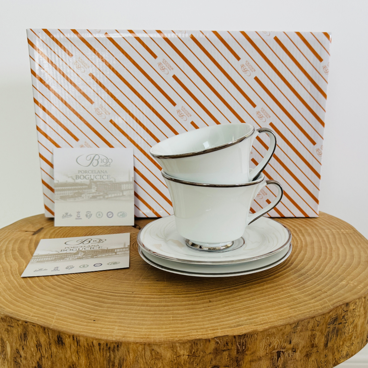 BRISTOL PLATIN zestaw 2 filiżanek z spodkiem AP103