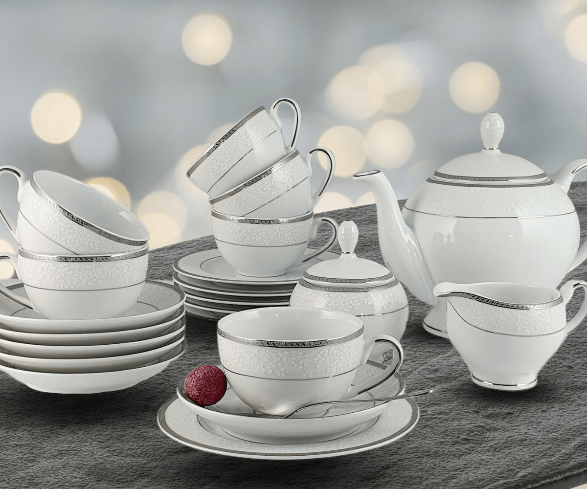 NEW HOLLIS PLATIN CLASSIC serwis do herbaty 6 osobowy/ 15 sztuk