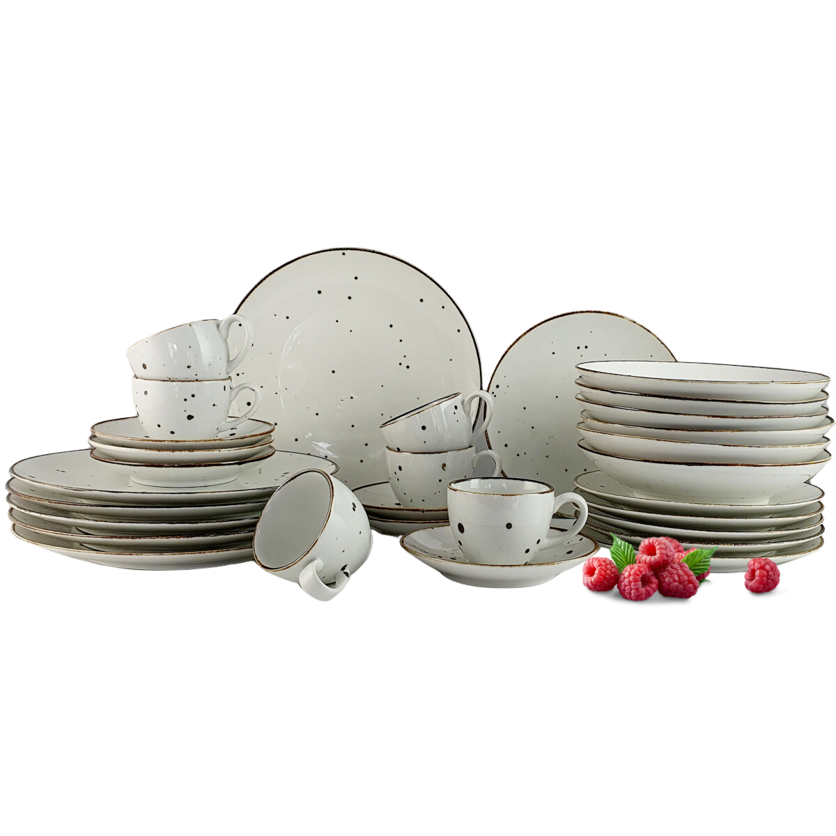 COTTAGE WHITE komplet talerza z filiżanką 200 ml 6 os. 30 el.- Alumina Bogucice