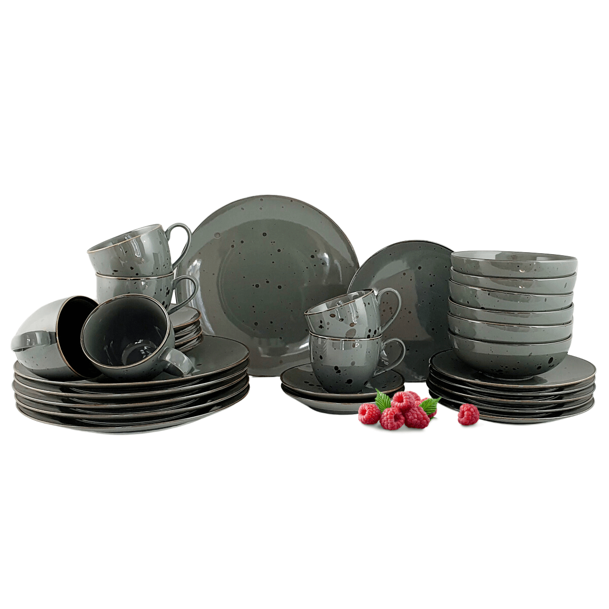 COTTAGE GRAPHITE zestaw z filiżanką dla 6 os. 30 el.- Alumina Bogucice