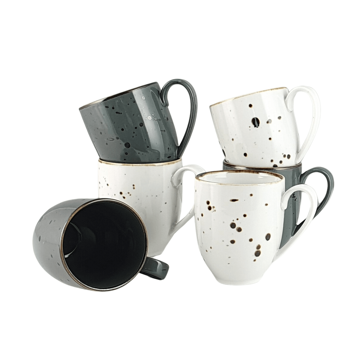 COTTAGE WHITE i GRAPHITE zestaw 6 kubków - Alumina Bogucice