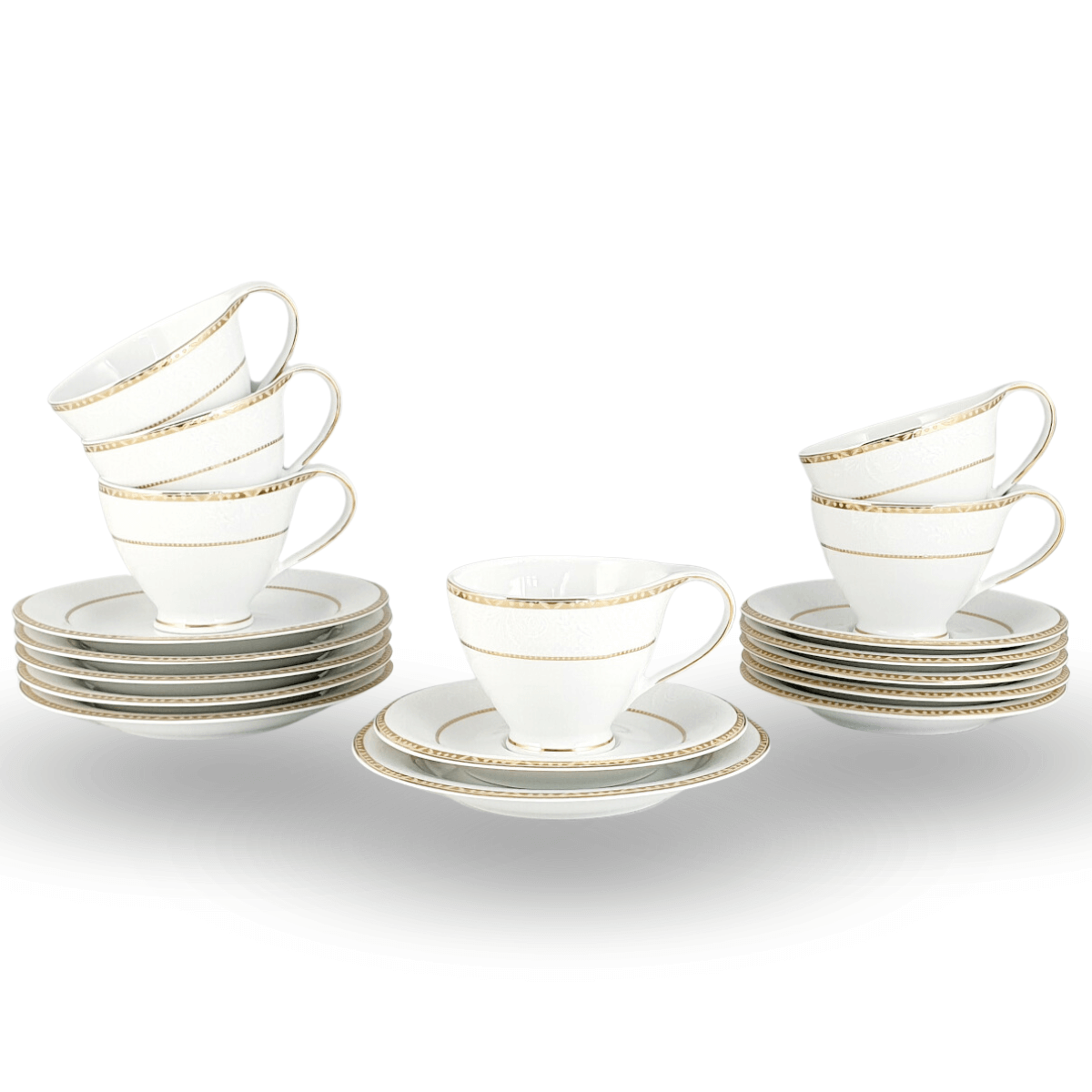 KELLY GOLD zestaw do herbaty 6 osobowy/ 18 sztuk