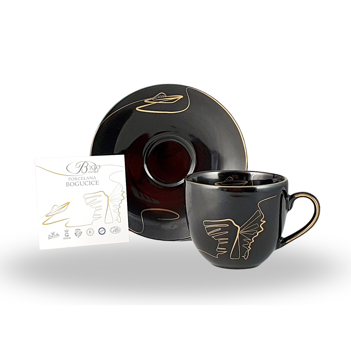 KATO160 filiżanka ze spodkiem, czarna AP105