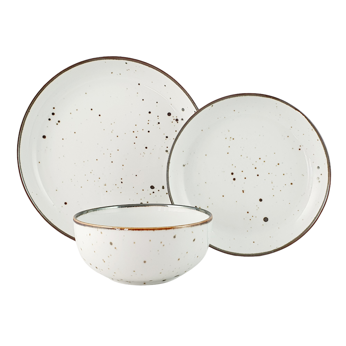 RUSTIC WHITE komplet talerzy 6 os./18 el. z salaterką - Alumina Bogucice