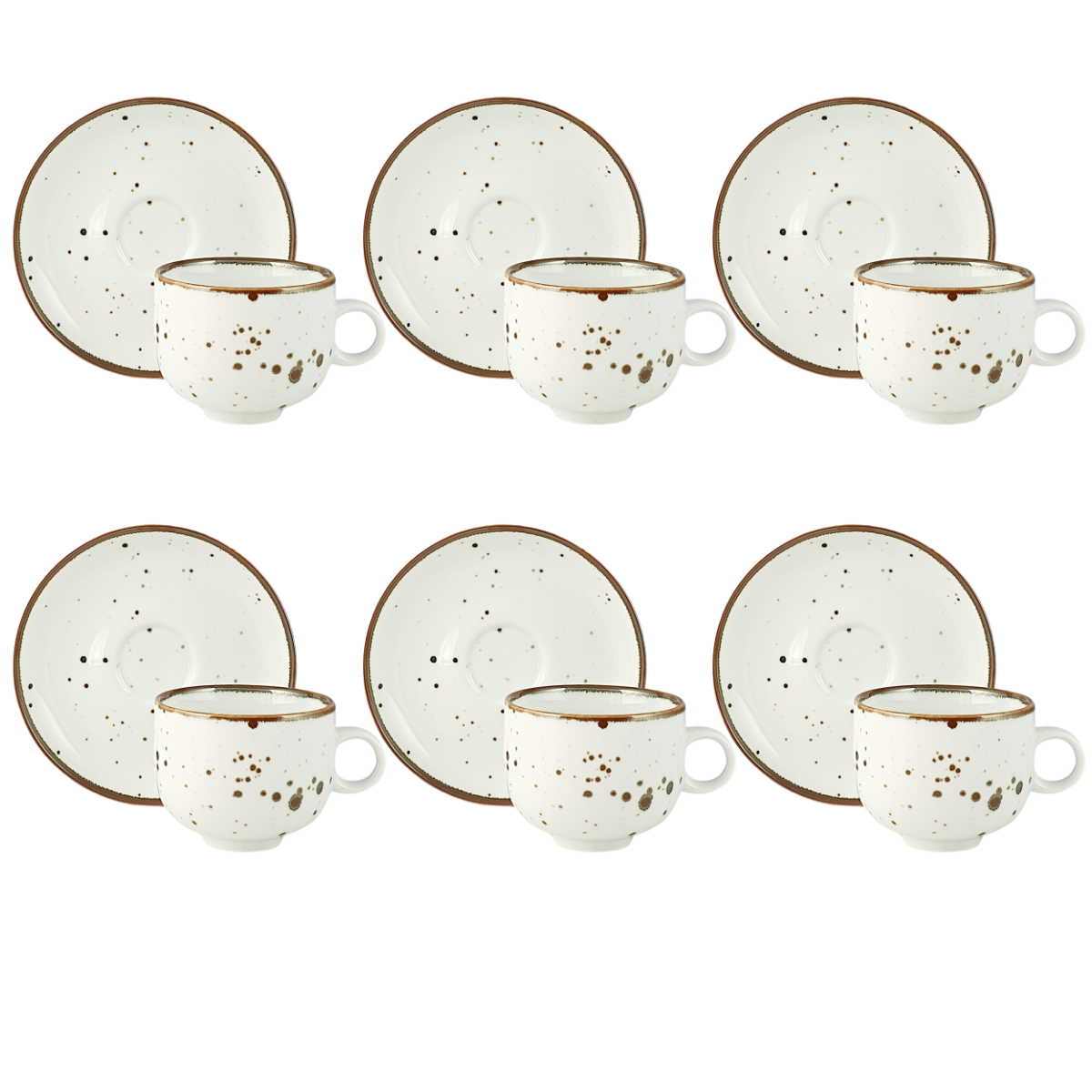 RUSTIC WHITE zestaw 6 filiżanek ze spodkiem - Alumina Bogucice