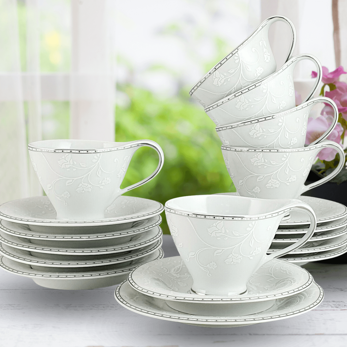 JULIA PLATIN zestaw do herbaty 6 osobowy / 12 sztuk