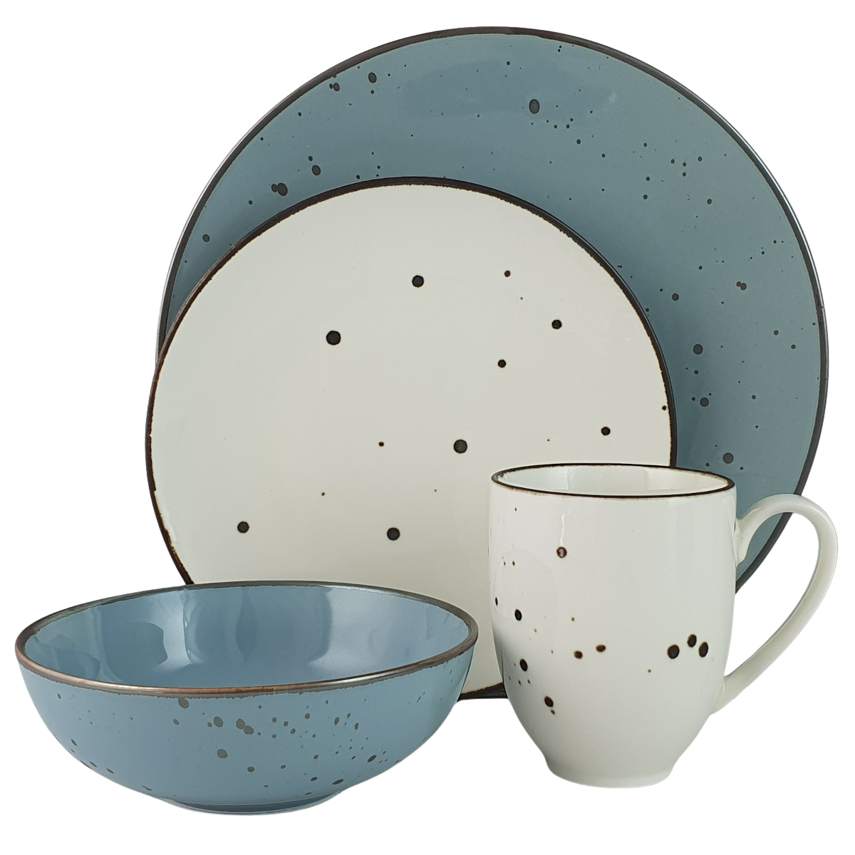 COTTAGE JEANS, CREAM kubek, deser zestaw 6 os. 24 szt. - Alumina Bogucice