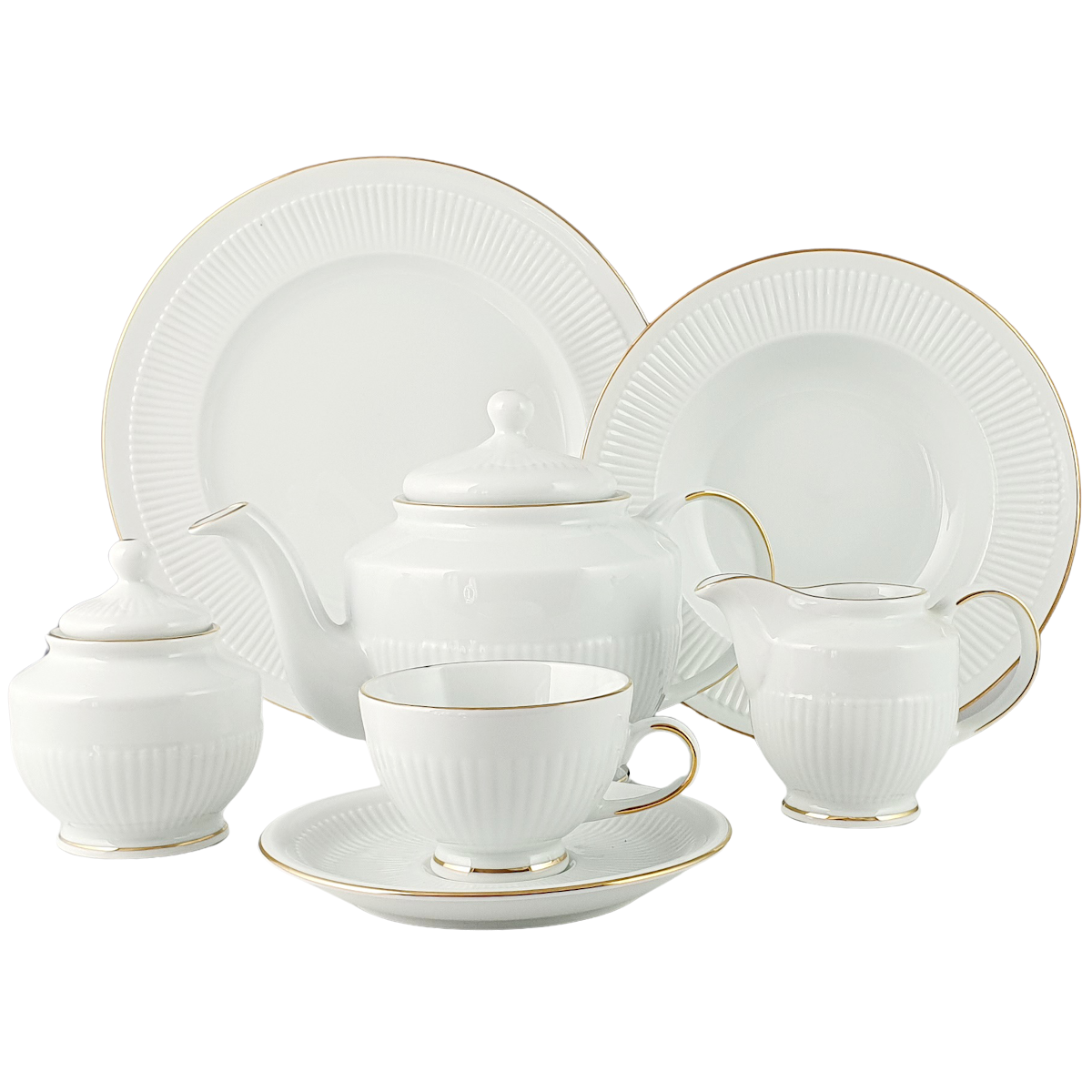 MINOS GOLD serwis do herbaty 6 osobowy z talerzami obiad./ 27 sztuk AC162