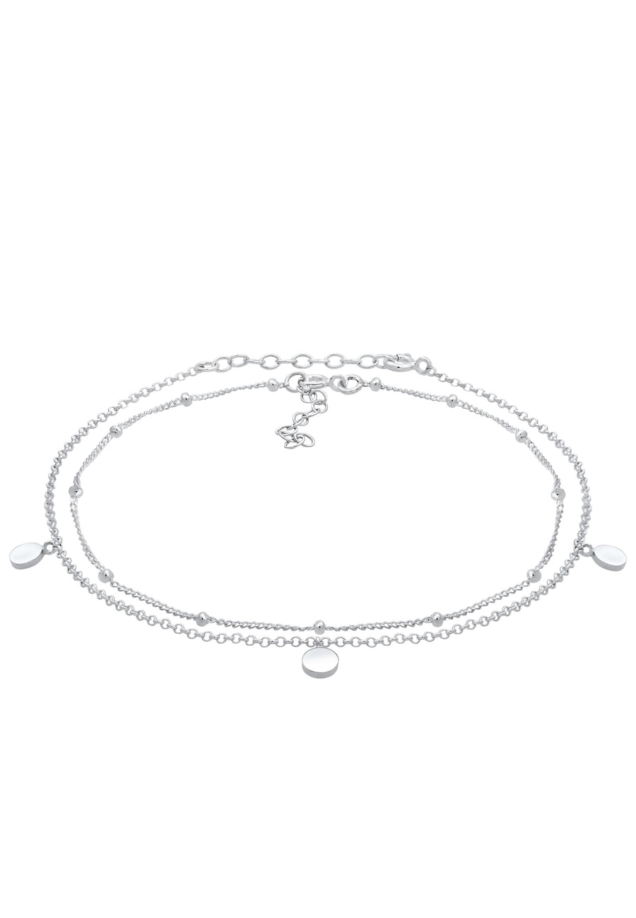 Elli Damska bransoletka na kostkę płytka duo zestaw kula ze srebra 925 Sterling Silver Bransoletki na nogę 1 ct Damski