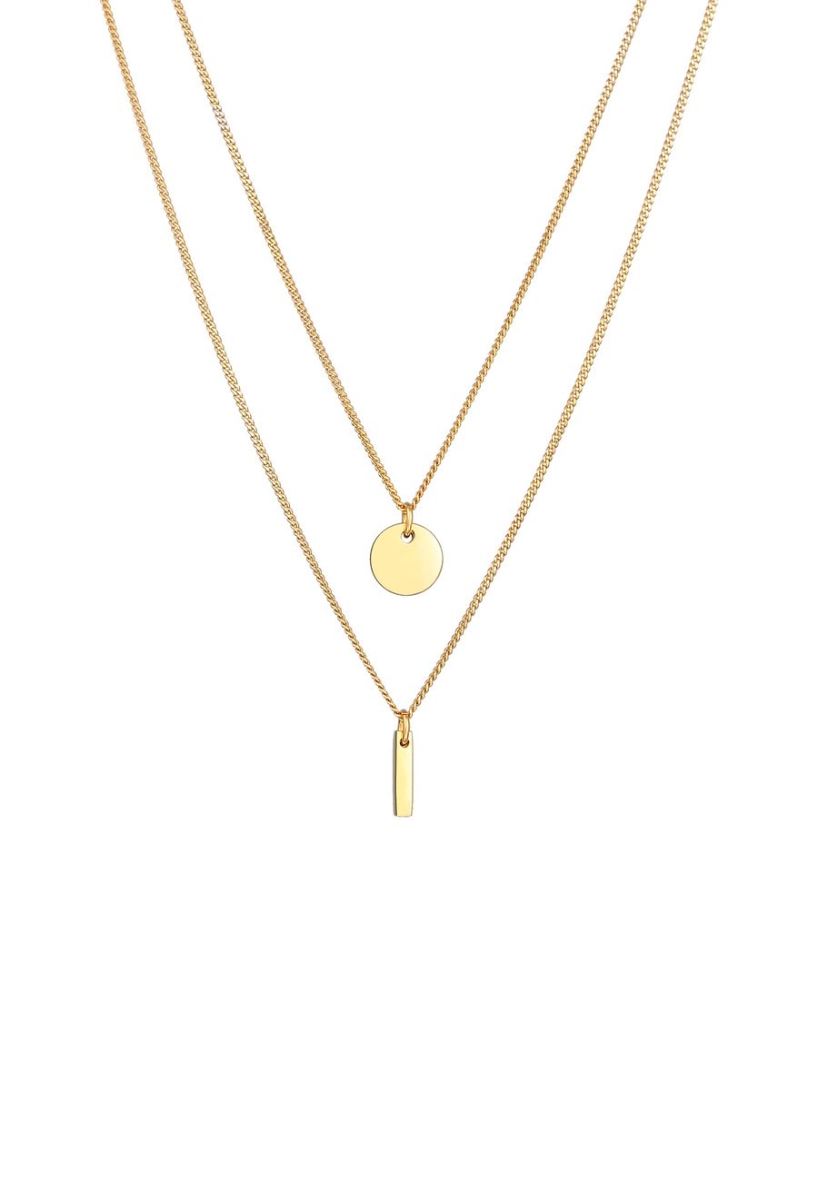 Elli Damska zawieszka z kółkiem płytką Geo z pozłacanego srebra próby 925 Sterling Silver Naszyjniki 1 ct Damski