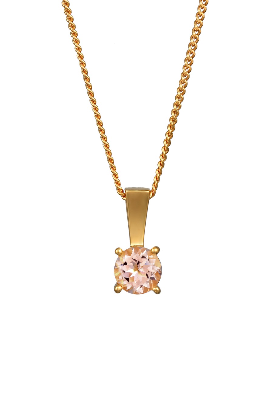 Elli PREMIUM Damski Solitaire zawieszka Elegant z kamieniem szlachetnym morganit w pozłacanym srebrze próby 925 Sterling Silver Naszyjniki 1 ct